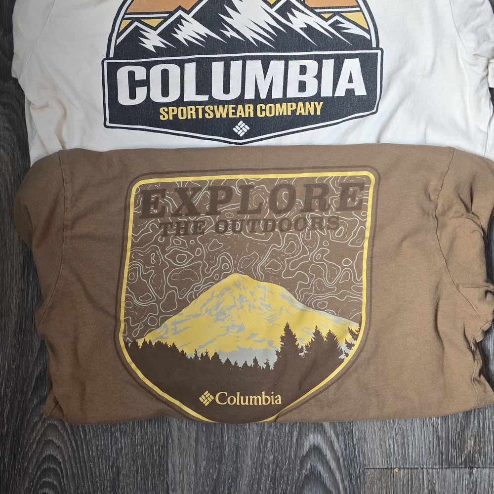 Columbia Graphic T-Shirts - White and Brown